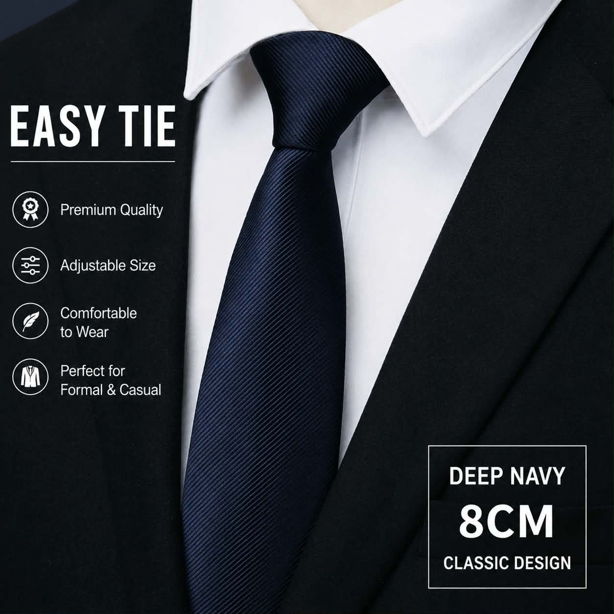 Easy Tie Premium Navy Blue